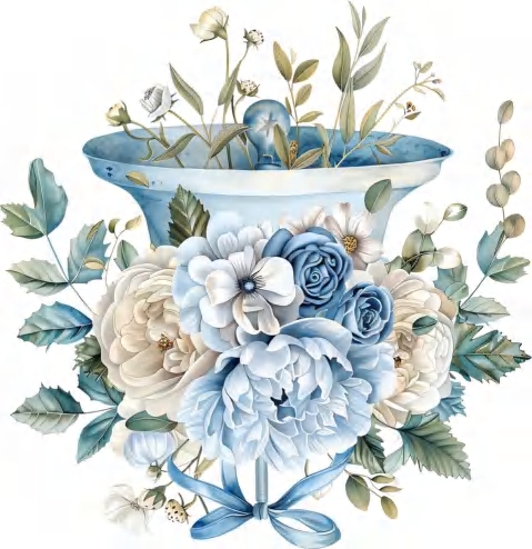 Nordic-style watercolor bouquet illustration